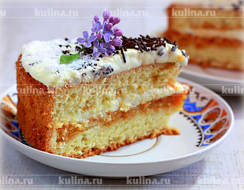 Бисквитный торт с кремом «Пломбир» 