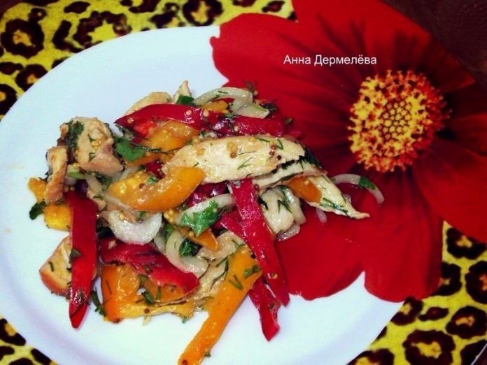 Витаминный салатик «Коррида» с овощами и курицей 