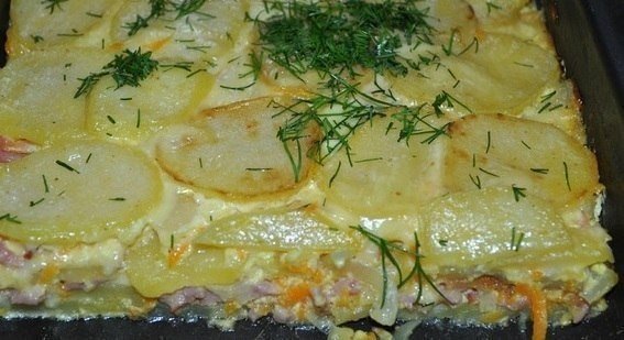 Вкуснятина невероятная — Картофельная запеканка с ветчиной и сыром 